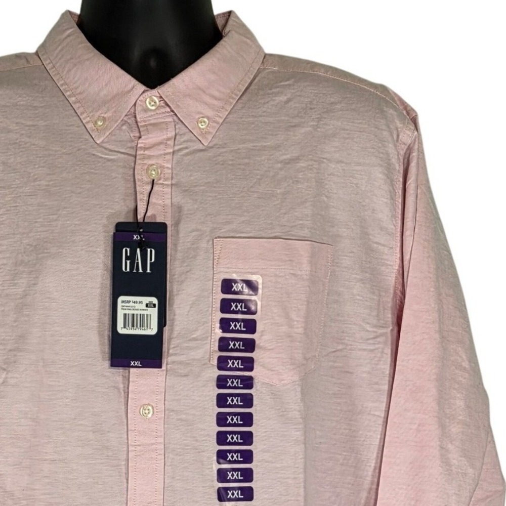 GAP Oxford Shirt Long Sleeve Button Up Dress Shirt Prism Pink‎ Mens XXL NWT